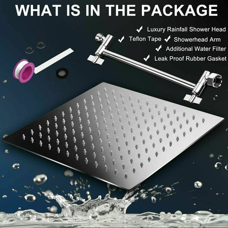 Chrome LED Square Rain Showerhead W/11’’Adjustable Extension Arm