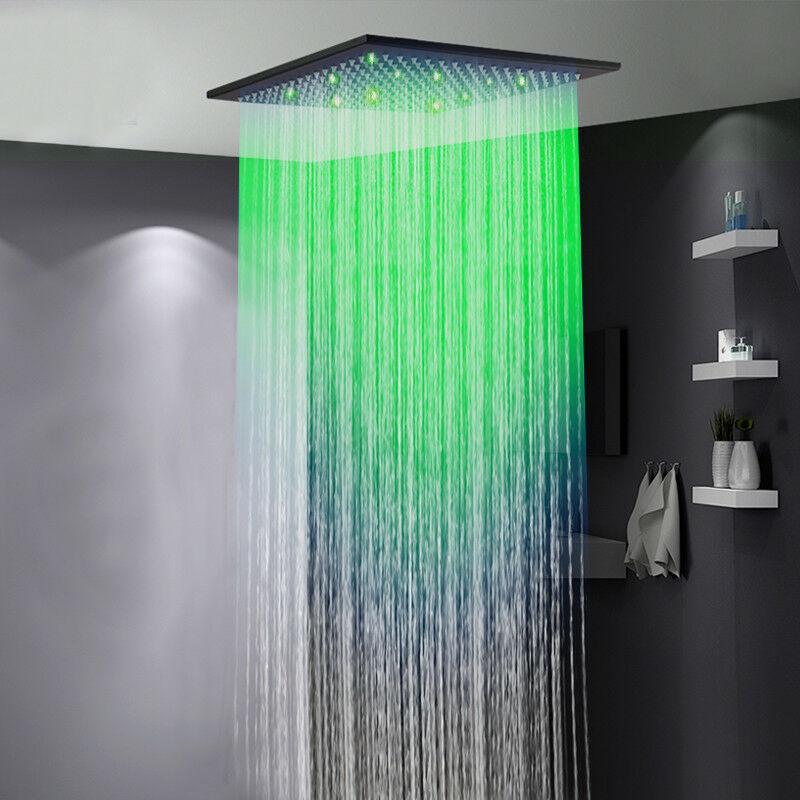 20''Oil Rubbed Bronze LED Shower Head Ceiling Mounted Rain Large