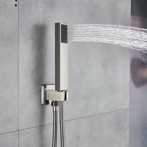 
                  
                    22'' Brushed Nickel 4 Way Thermostatic Shower Faucet Waterfall & Rain Massage Body Jet Spray
                  
                