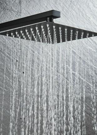 12inch 2 way Wall Mounted Matte Black Shower System with pressure balance Rough-in Valve Body and Trim