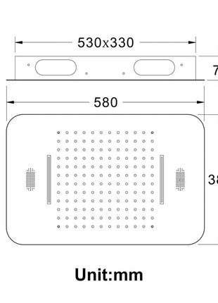Brushed Gold Music LED Flushed in 23 X 15 inch or 20 x 20 inch shower head 5 way thermostatic shower system with regular head and body sprayers